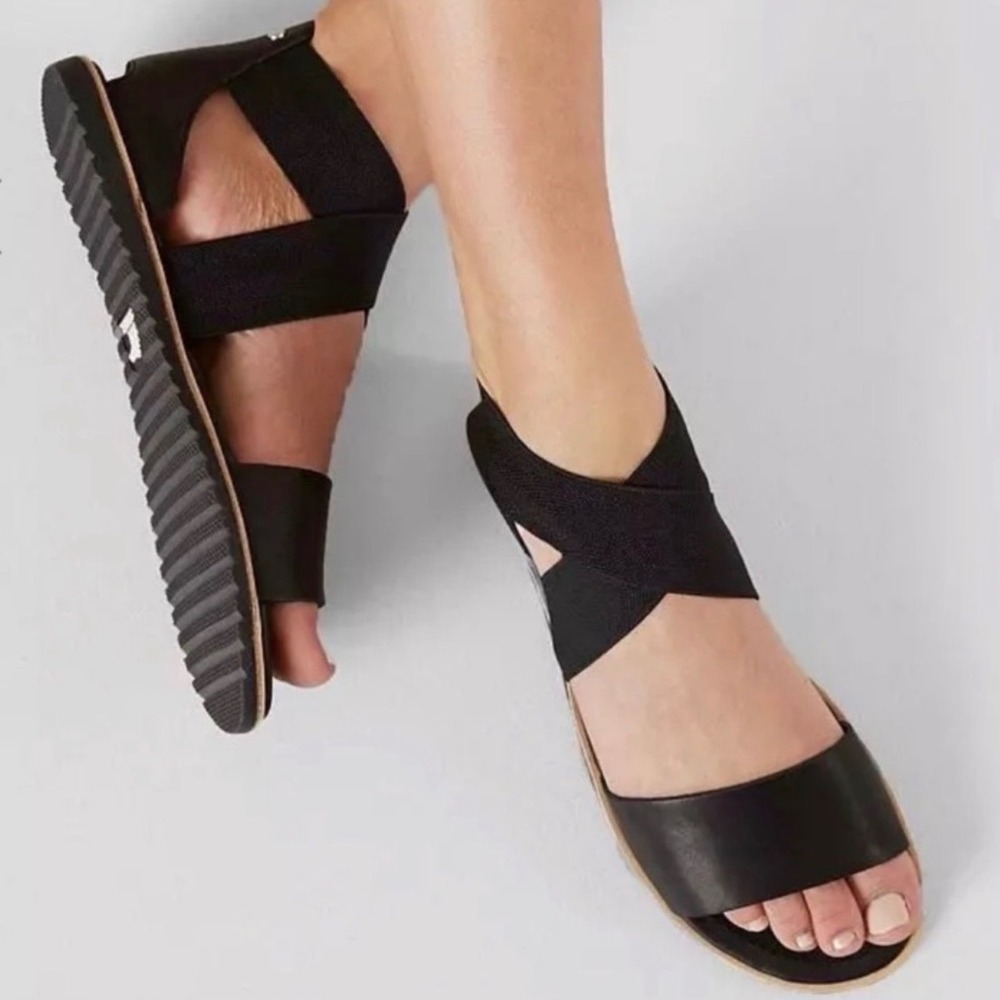 Sorel Ella Il Strappy Open Toe Sandals In Black Size 9.5 Minimalist Outdoorsy